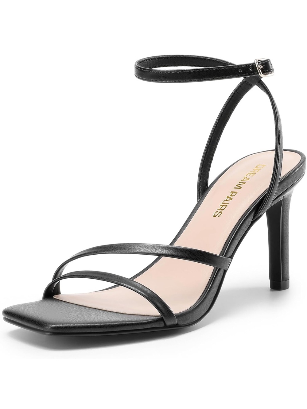 Dream Pairs Black Minimalist Ankle-Strap Stiletto Sandals